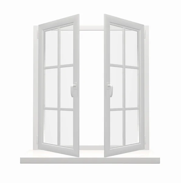 Opened window. Isolated on white background — Stock Photo, Image
