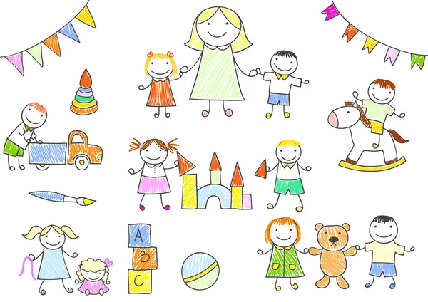 wallpapers Preescolar Dibujo De Maestra Con Niños Para Colorear maestra de preescolar vectores