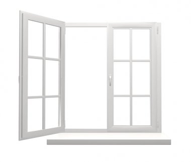Pencere çerçevesi bir açık ve bir kapalı flep ile