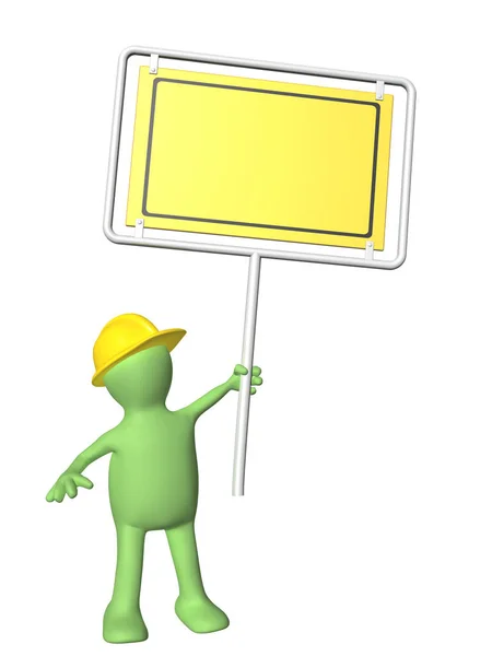 Трехмерный строитель с аварийным билбордом — стоковое фото