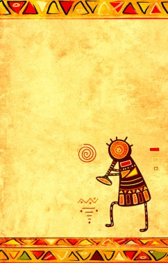 Grunge arka plan ile Afrika geleneksel desenler