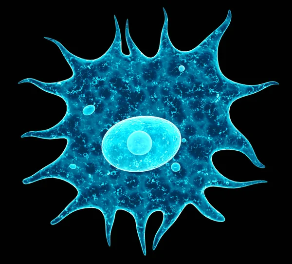 Amoeba. Geïsoleerd op zwarte achtergrond — Stockfoto