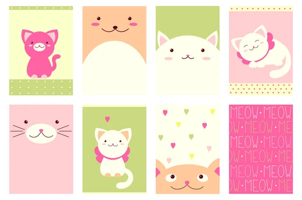 Conjunto de banners com gatos bonitos — Vetor de Stock