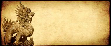 Kağıt doku ve Vietnamca ejderha statu Grunge arka plan