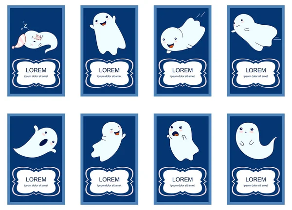 Set of banners with cute ghosts — Stock Vector