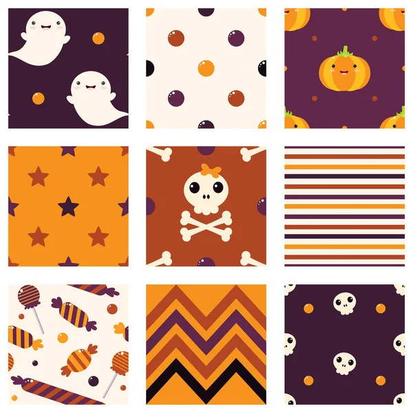 Collection of seamless vector Halloween background — Stock Vector