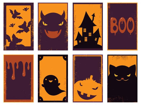 Collection of vector Halloween cards — Stock Vector