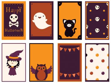 Vektör Cadılar Bayramı kartları koleksiyonu 