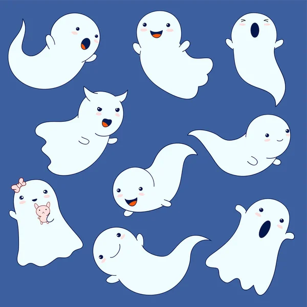 Collection of cute ghosts — Stock Vector