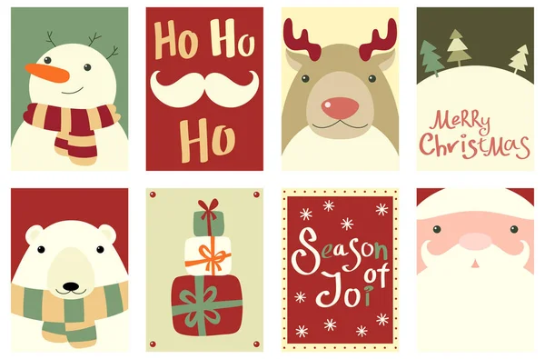 Collection of Christmas banners with cute animals and Santa Clau — Stock Vector