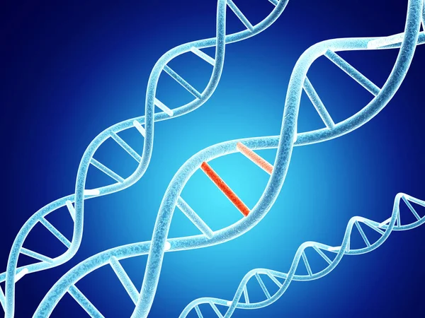 Estrutura de DNA com elemento problema — Fotografia de Stock