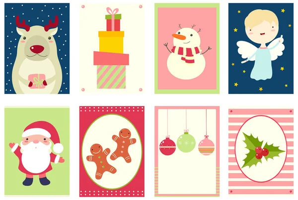 Coleção de banners de Natal com animal bonito, anjo e Sant — Vetor de Stock