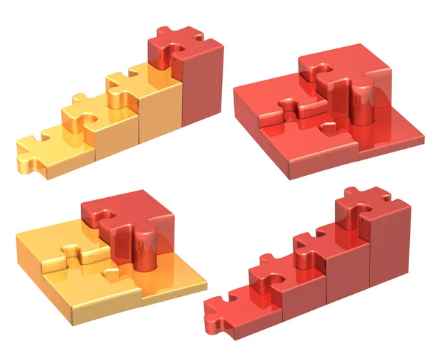 Set of stairs from four pieces of the puzzle — Stock Photo, Image