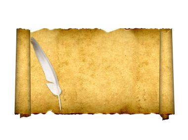 Eski parşömen ve beyaz tüy