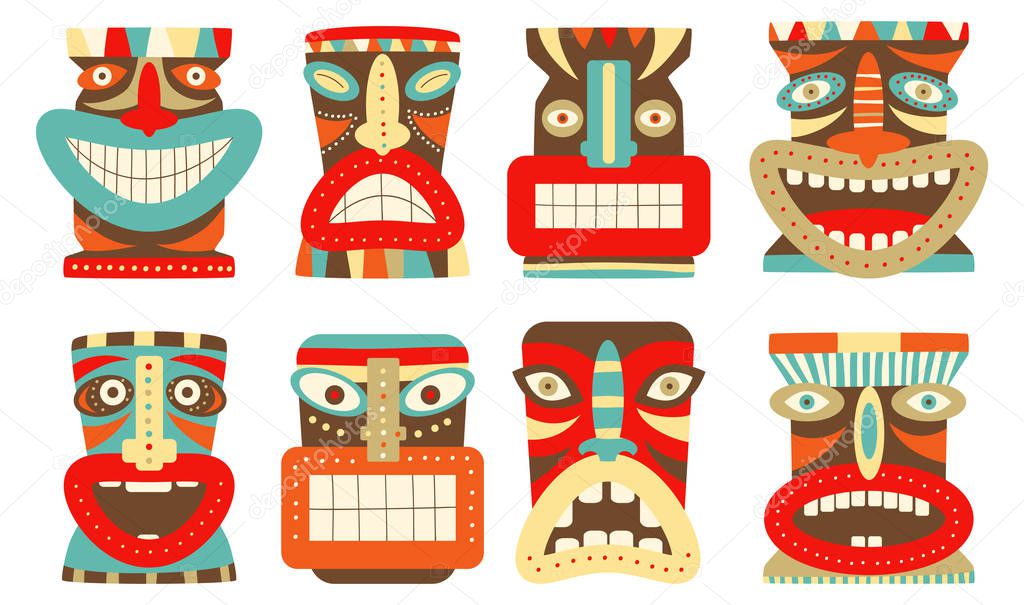Set of tiki tribal mask