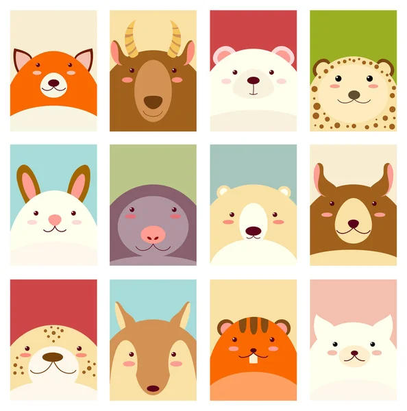 Set de bannere cu animale drăguțe — Vector de stoc