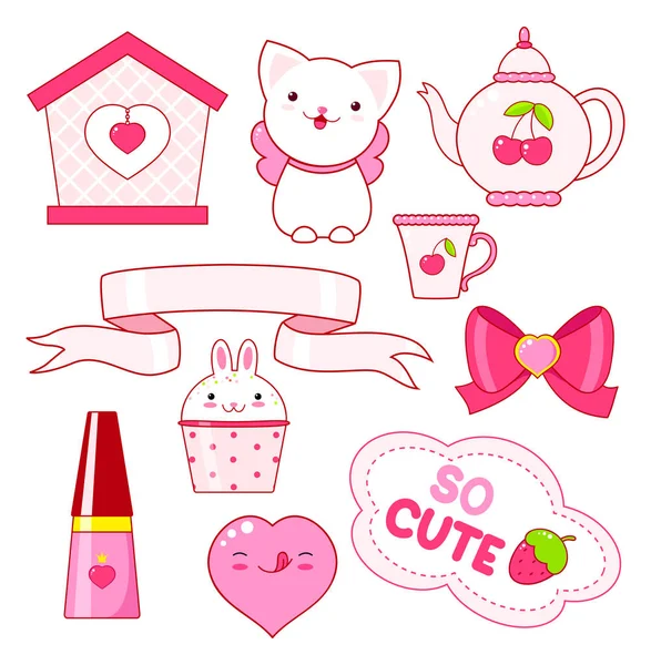 Schattige kleine prinses sticker collectie — Stockvector