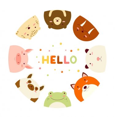 Çerçeve ile sevimli komik meraklı hayvanlar