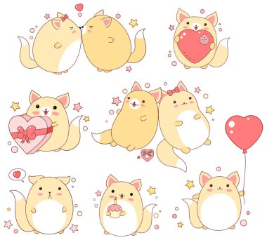 Sevimli kediler kawaii tarzı dizi