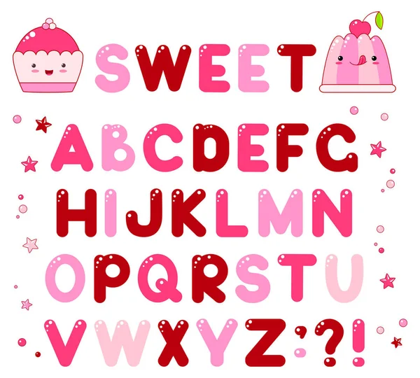 Alphabet vectoriel avec bonbons au caramel lettres brillantes — Image vectorielle