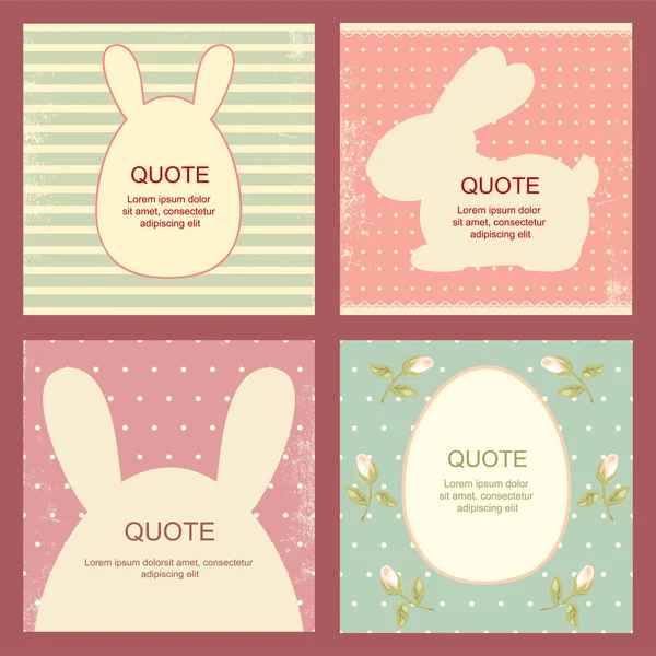 Collection of square Easter backgrounds in retro style — Stock Vector