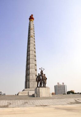 Pyongyang, Kuzey Kore, 24 Eylül 2017: Kule Juche ben