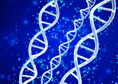 Mavi arka plan üzerinde DNA yapısı