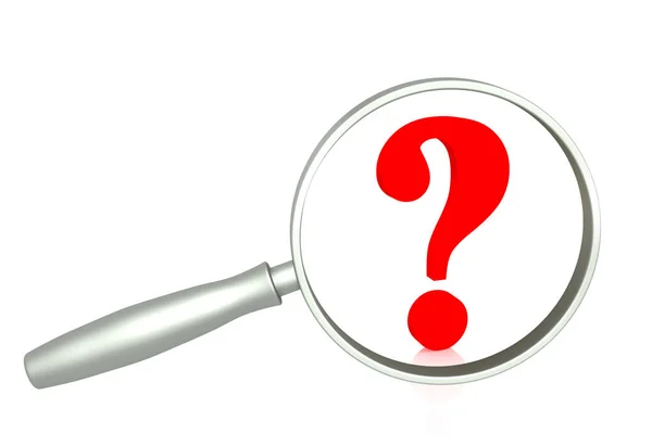 Magnifying glass and question mark of red color — Stock Photo, Image