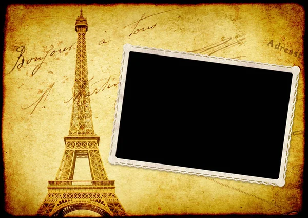Tło grunge starodawny stary Tekstura papieru i Eiffel Towe — Zdjęcie stockowe