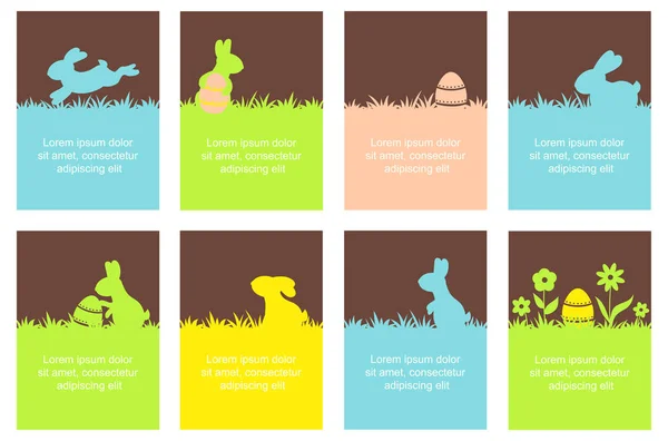 Set de banner de Pascua con conejos lindos — Vector de stock