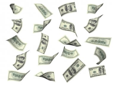 Yüz dolarlık banknotlar uçan kümesi