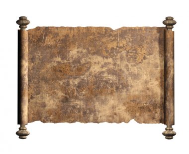 Eski kaydırma Dana deri. Beyaz arka plan üzerinde izole