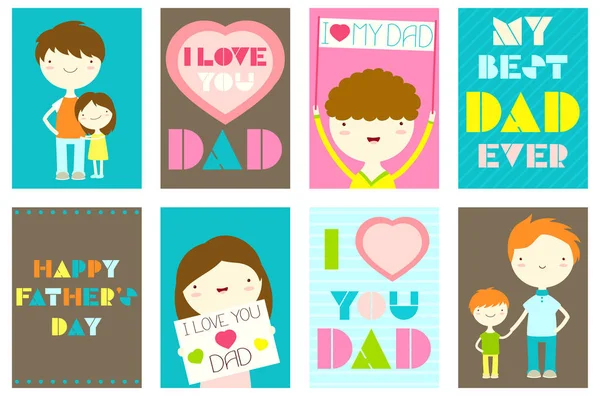 Set of Happy Father's day greeting cards — Stock Vector