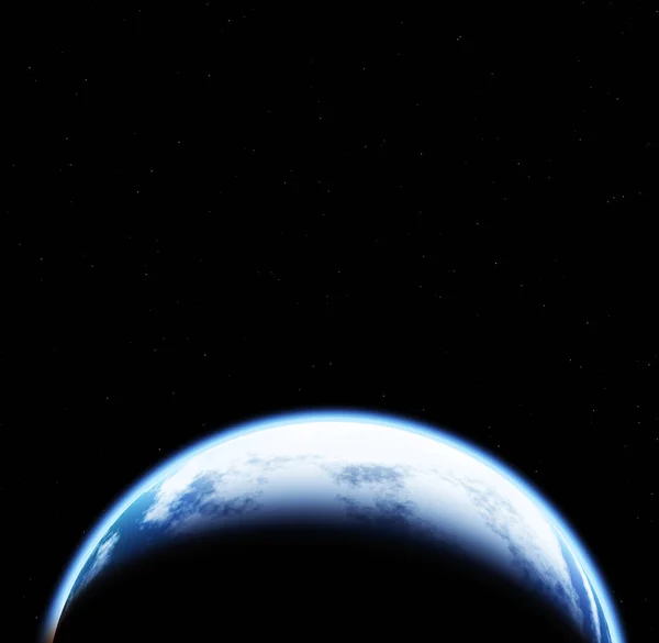 Space scene with Earth on black background with stars — Stock Photo, Image