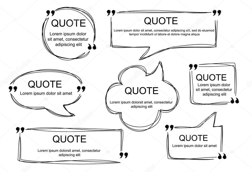 Vector set of scribbled comic speech bubbles