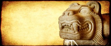 Grunge arka plan taş aslan figürü ile