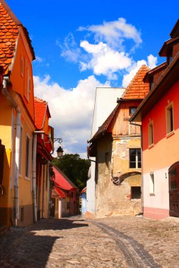 Kale Sighisoara City, Transilvanya, Roma Ortaçağ evleri