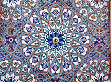 Ayrıntı mozaik duvar Hassan Ii camide, Casablanca, Morocco