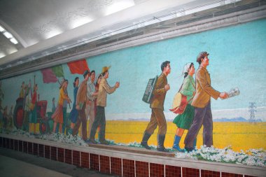 Kuzey Kore, Pyongyang - 14 Eylül 2017: Subwa Mozaik