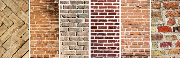 Set of vertical banners with textures of brick walls — Stockfoto