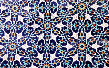 İran 'daki geleneksel İran mozaik duvarının ayrıntıları