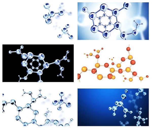 Sada bannerů s abstraktní molekulární strukturou — Stock fotografie
