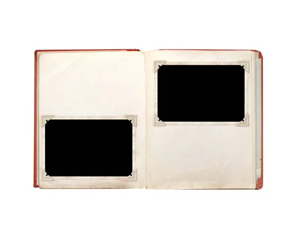Παλιό βιβλίο με λευκές σελίδες και ρετρό φωτογραφίες — Φωτογραφία Αρχείου
