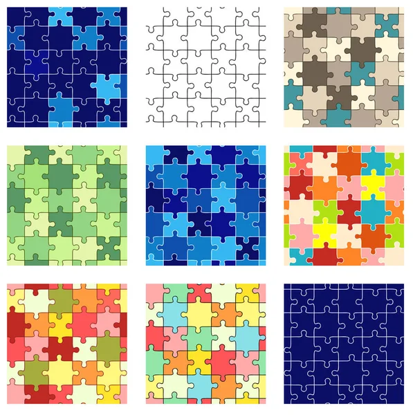 Set of seamless puzzle patterns — Stock Vector