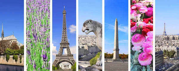 Set of vertical banners with landmarks of Paris, France — 스톡 사진