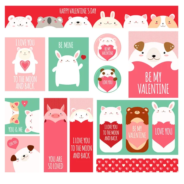 Valentine's day set for scrapbooking — Stock Vector