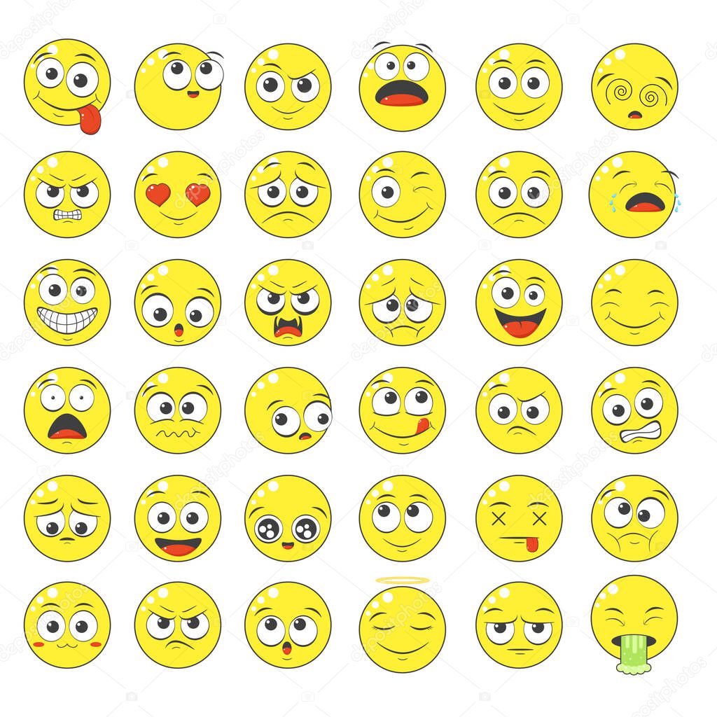 Set of emoticons with different mood