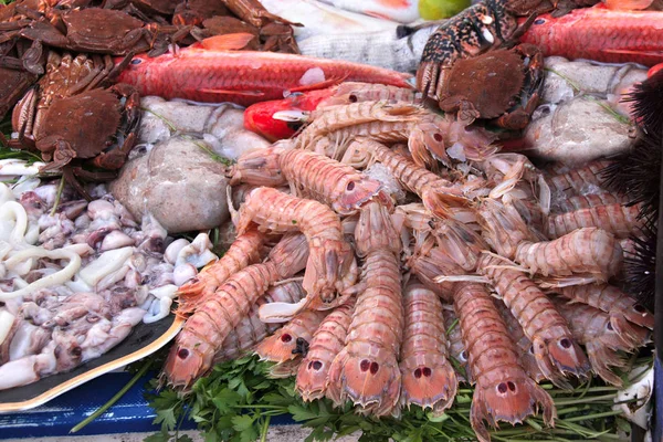 新鮮なカニと氷、魚魚市場、エッサウィラ、Mor — ストック写真
