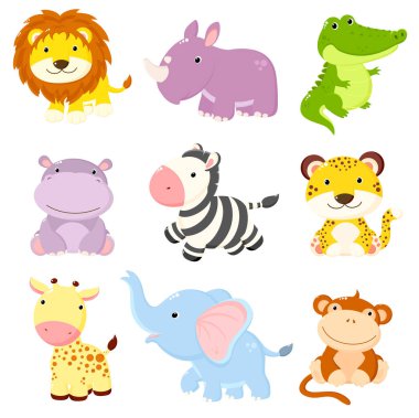 Şirin Afrika hayvanları koleksiyonu