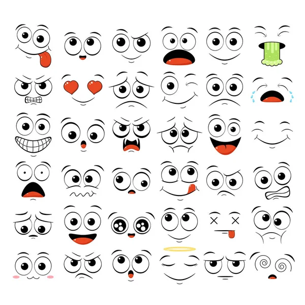 Set di emoticon con umore diverso — Vettoriale Stock